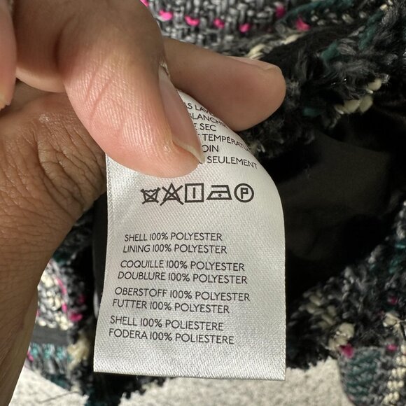 Anthropologie Jacket Womens Medium Gray Plaid Tweed Fringe Open Front Classic - Picture 6 of 7